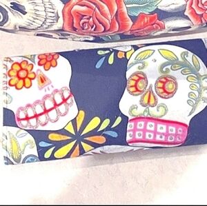CUTE Sugar Skull WALLET  Black Red Rose Yellow Like New Pre loved